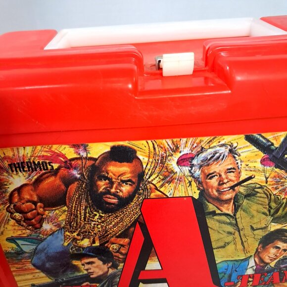 Vintage The A-TEAM Plastic Red Lunch Box 1983 Thermos Brand ateam Mr. T tv show - Picture 14 of 15